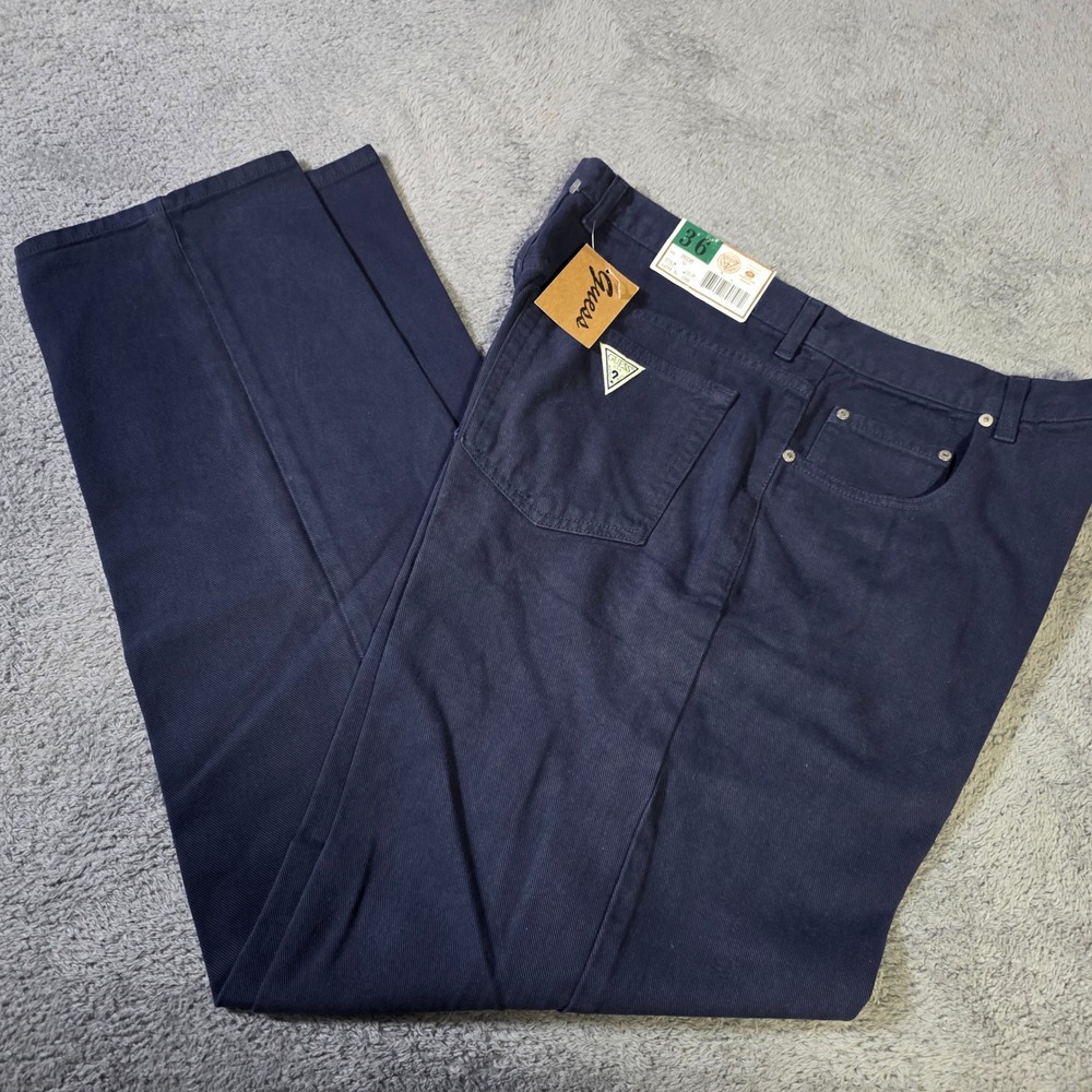 Guess Mens 36x34 Straight Leg Pants Navy Blue Vintage Made in USA NWT 44098-34